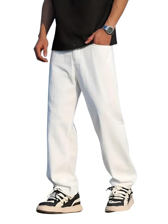 Men Jeans || Baggy Fit Jean's for Man || Loose Fit High Rise Denim || Stretchable Casual Wear Jean,s || Dance Rap Rapping Style Pant for Men || Denim Cotton Jeans (1)