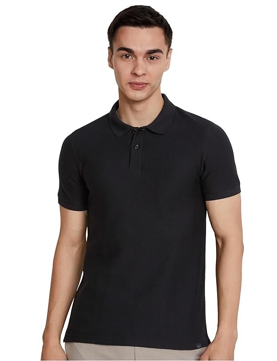 Men's Cotton Rich Textured Polo Tshirts | Collar Plain Tshirts | Half Sleeves - Regular Fit (Available in Plus Size