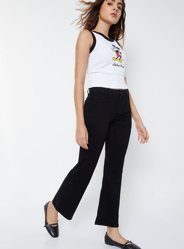 Women Solid Flared Jeans